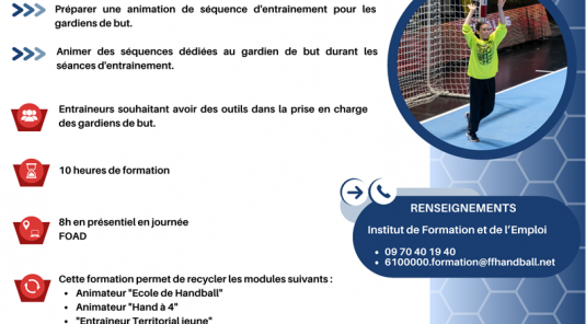 Formation "Animer des séquences pour les gardiens de but" 2025-2026